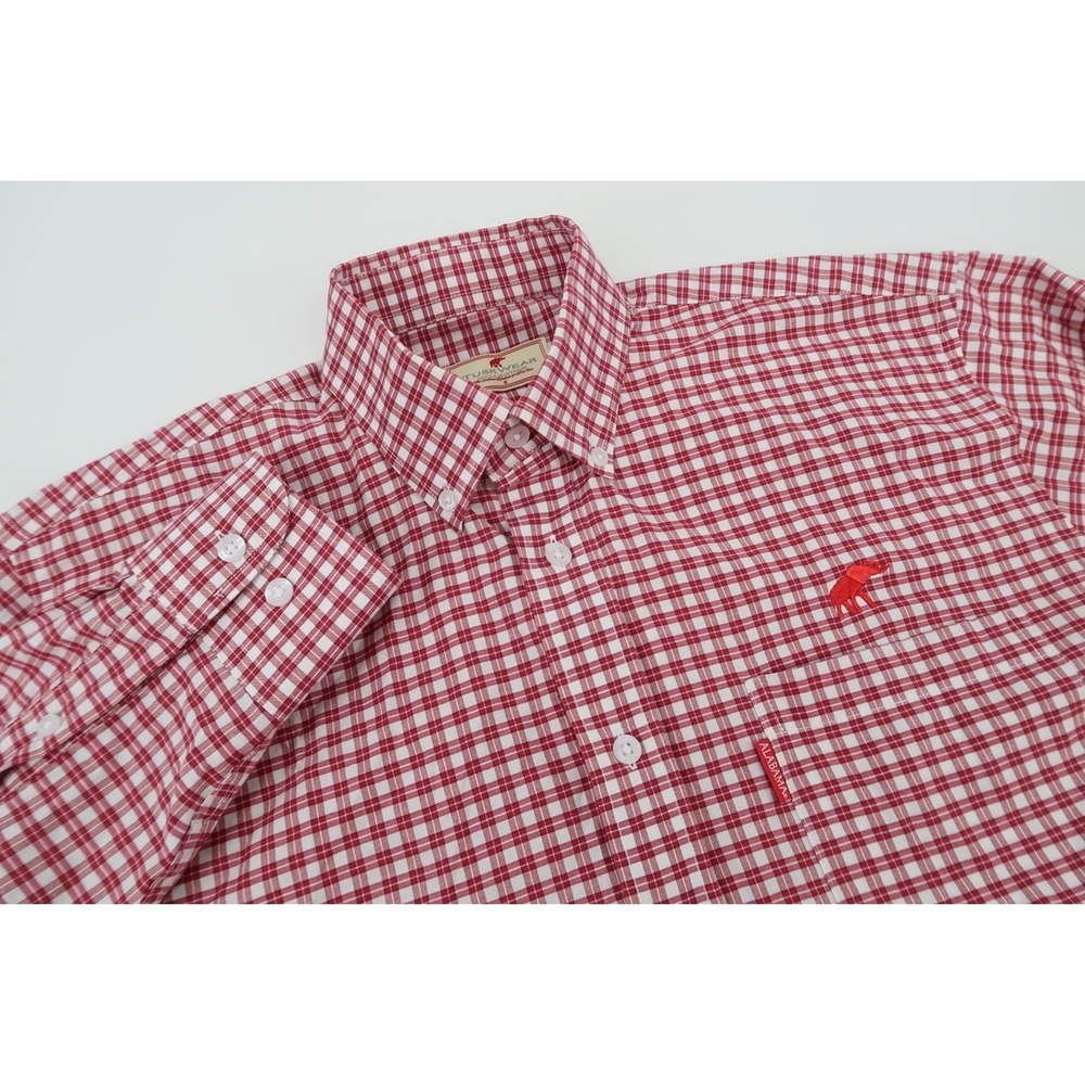 Tuskwear Button Down Shirt Mens Small Red Alabama Crimson Tide Gingham Check